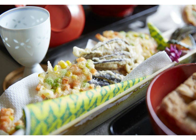 色がきれいな天ぷら。揚げたてです