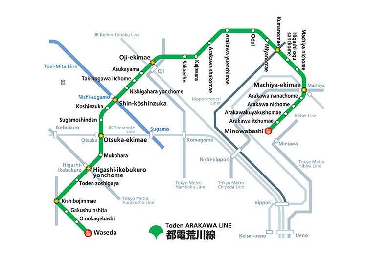 Tokyo Sakura Tram map