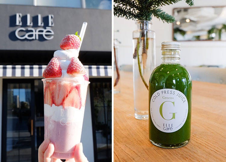 (左) SMOOTHIE BONBON (スムージーボンボン) 1,800日圓 /(右) COLD PRESSED JUICE Green  (コールドプレスジュース グリーン) 1,080日圓