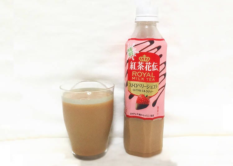 ▲Kochakaden Strawberry Chocolat Royal Milk Tea/紅茶花伝 ストロベリーショコラ ロイヤルミルクティー(400ml)   140 yen + tax.