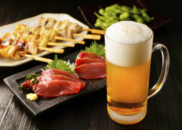 Beer is a good choice to complement Japanese food