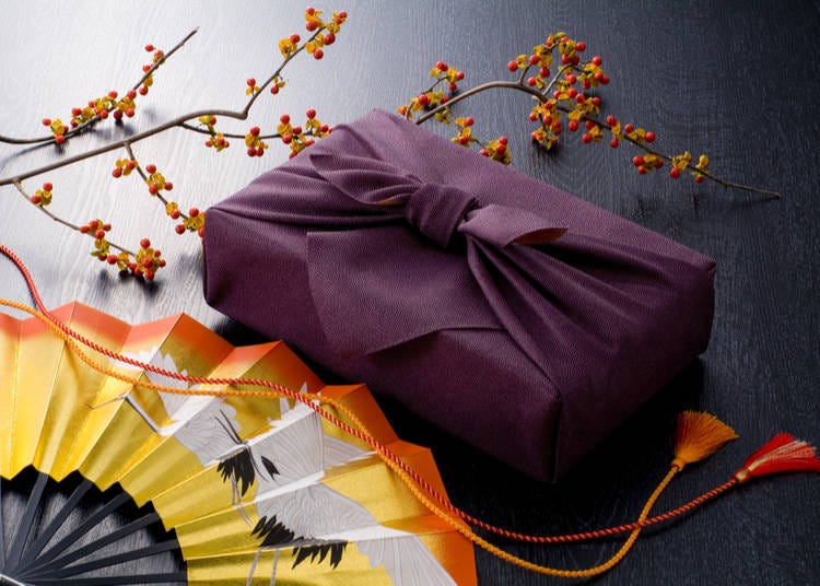 Perhaps more interesting than the contents – Japanese traditional Furoshiki wrapping