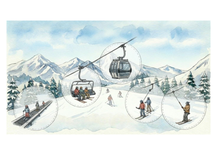 滑雪時常見的纜車種類