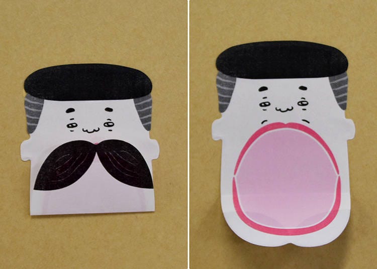 ▲Stick Notes of mustache men／株式会社日本ホールマーク　イメチェンあんぐりパパ付箋　410 yen