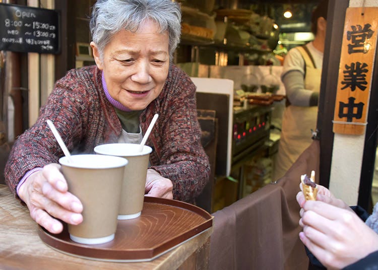 Try the warm and healthy amazake, freshly made by the staff.