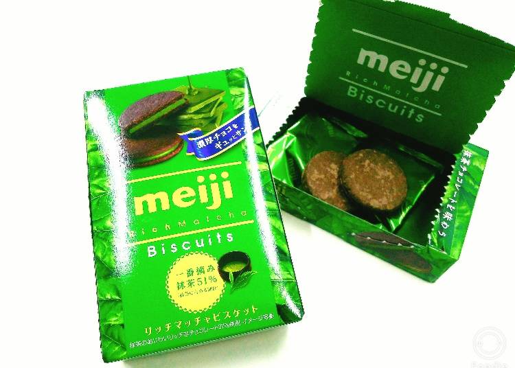 ▲Meiji Rich Matcha Biscuits／明治 リッチ抹茶ビスケット 238 yen