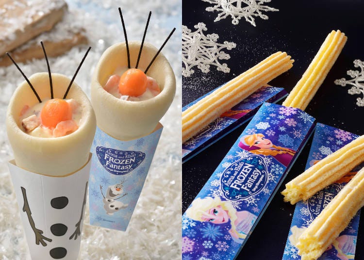 鮮蝦雞肉奶油捲餅 500日圓 冰雪奇緣白巧克力吉拿棒 350日圓