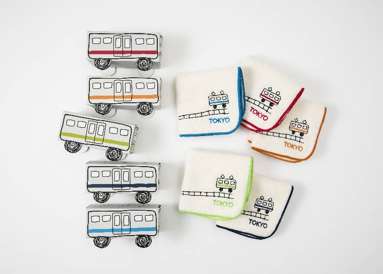 Souvenirs Only Available at Tokyo Station #2 - Train Towel Handkerchief (594 JPY each) *Boxcar sold separately (108 JPY)