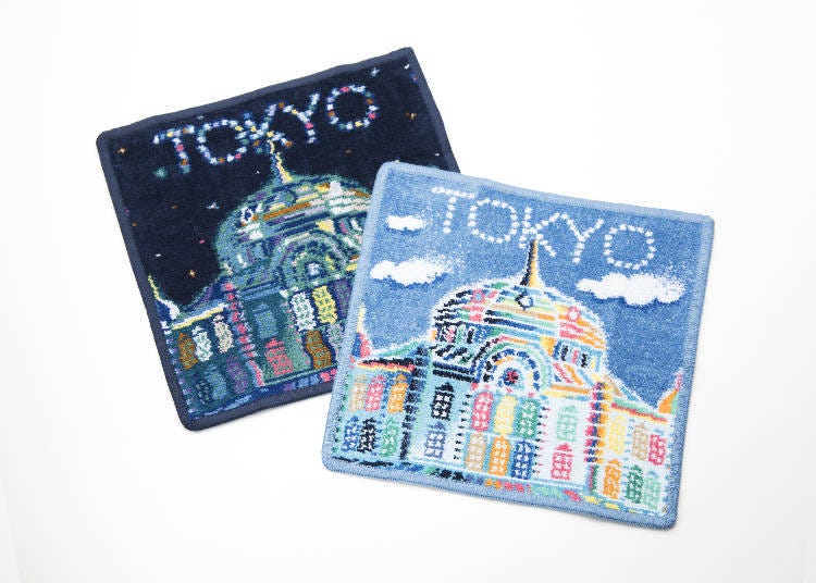 Souvenirs Only Available at Tokyo Station #3 - Feiler Tokyo Station Building Handkerchief Blue / Night (2,160 JPY each)