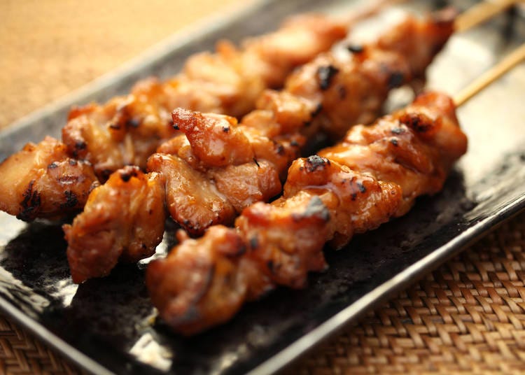 Yakitori chicken skewers can be found at Japanese food stalls