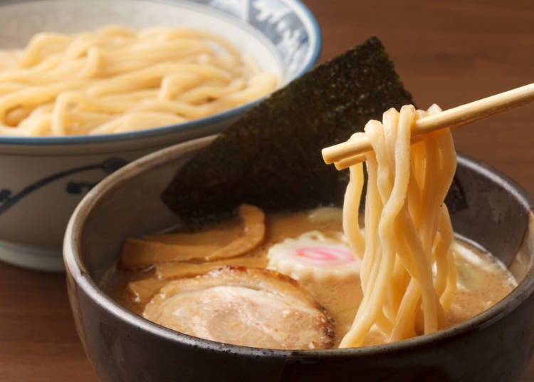 Tsukemen is a Japanese ramen dish where the noodles are dipped separate bowl with soup in it.