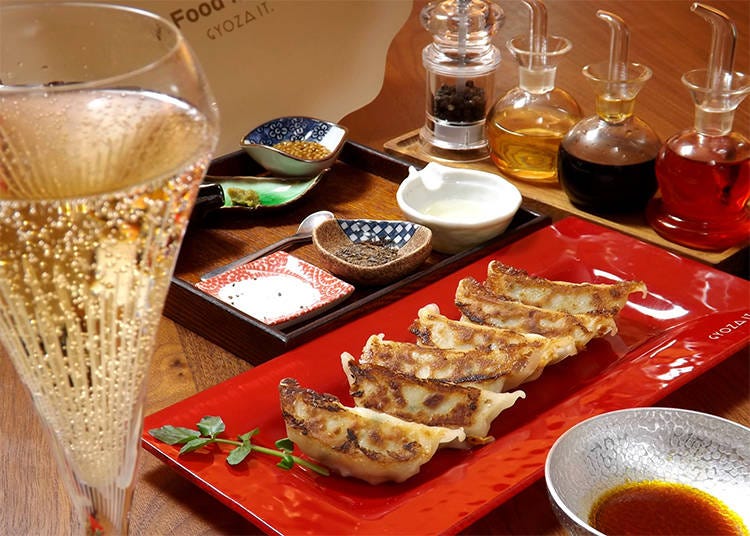 The fancy way: savoring gyoza with champagne!