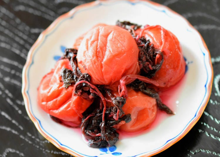 Closeup of umeboshi