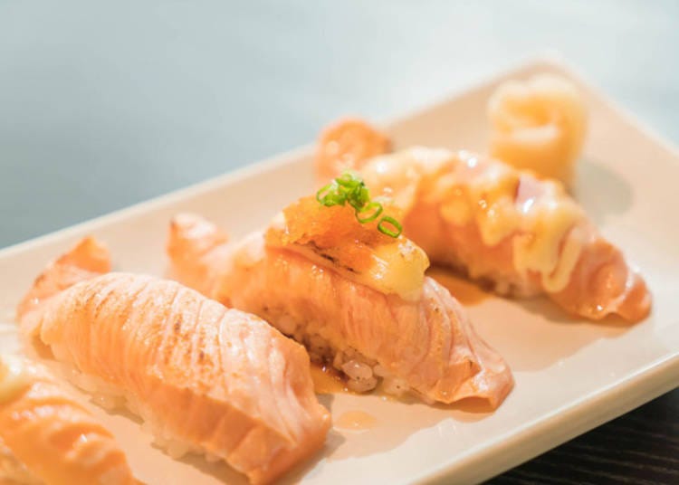 2. Salmon Nigiri with Assorted Toppings