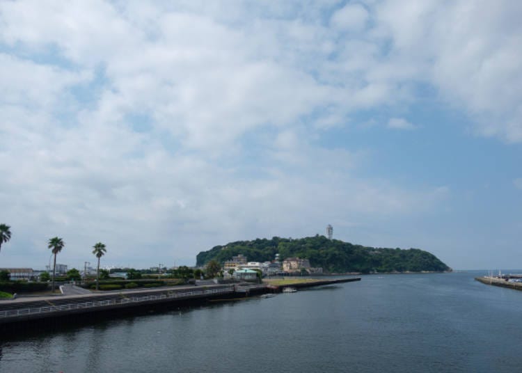 Enoshima seen from the two bridges.