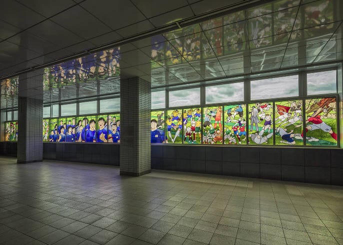 captain tsubasa in saitama the soccer legend becomes a giant stained glass artwork live japan travel guide