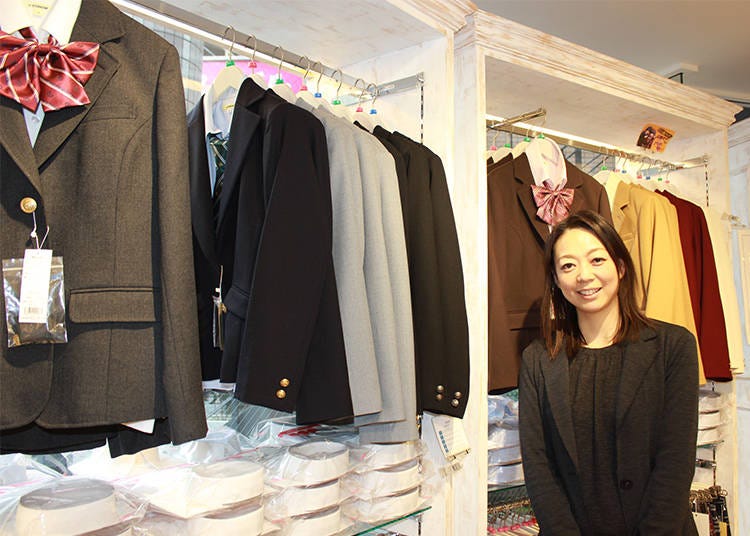Ms. Yokoyama in her Japanese school uniform shop