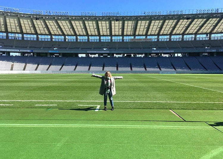 Ajinomoto (Tokyo) Stadium, looking over from a portion of the stands.