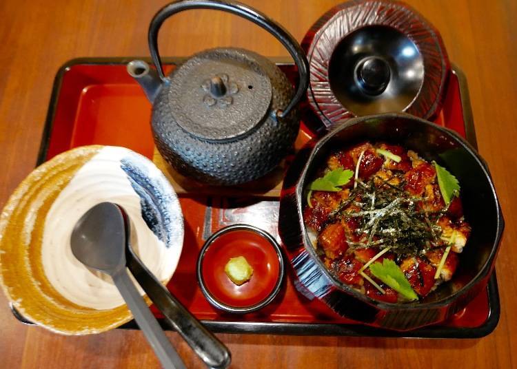 Histumabushi, 800 yen (regular), 900 yen (1.5 eel portion), 1000 yen (double portion – pictured above)