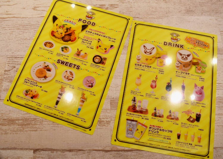 Pokémon Café menu