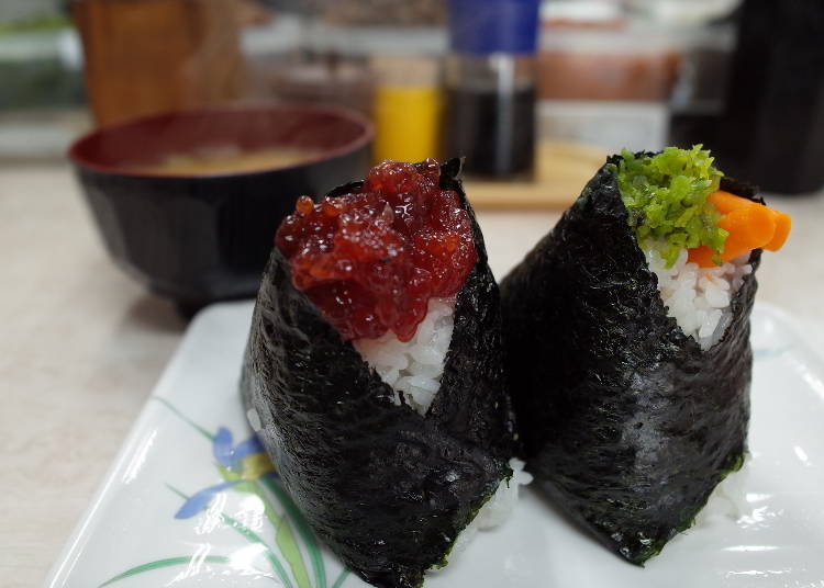 Gourmet Spot #7 - Otsuka Ekimae: Bongo uses a rich selection of ingredients in its onigiri (rice balls)