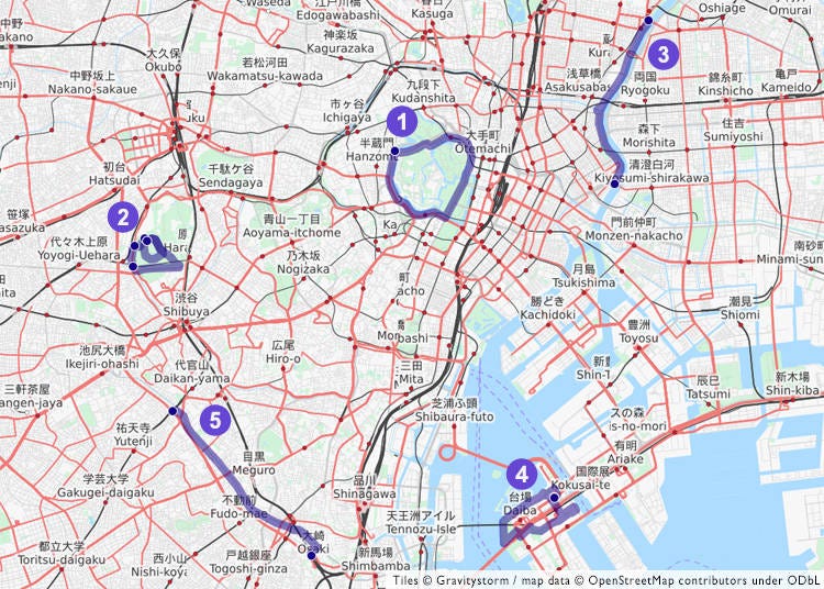 Tokyo Jogging Route Overviews