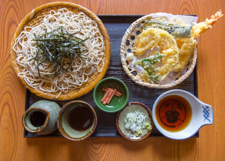 Ten-zaru: Zaru soba with tempura