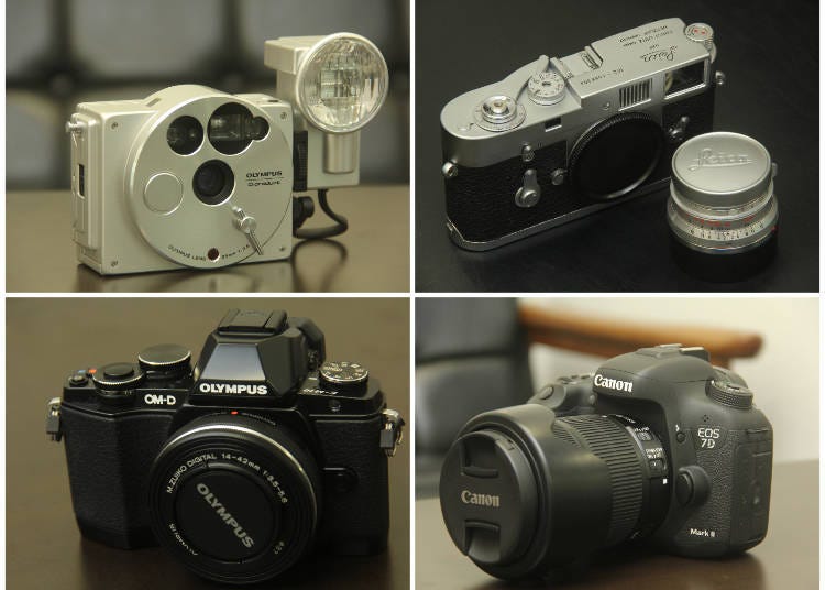 1: Olympus O-product; 2: Leica M2 (body), Summicron M35/2 (8 elements) lens; 3: Olympus OM-D lens kit; 4: Canon 7D lens kit