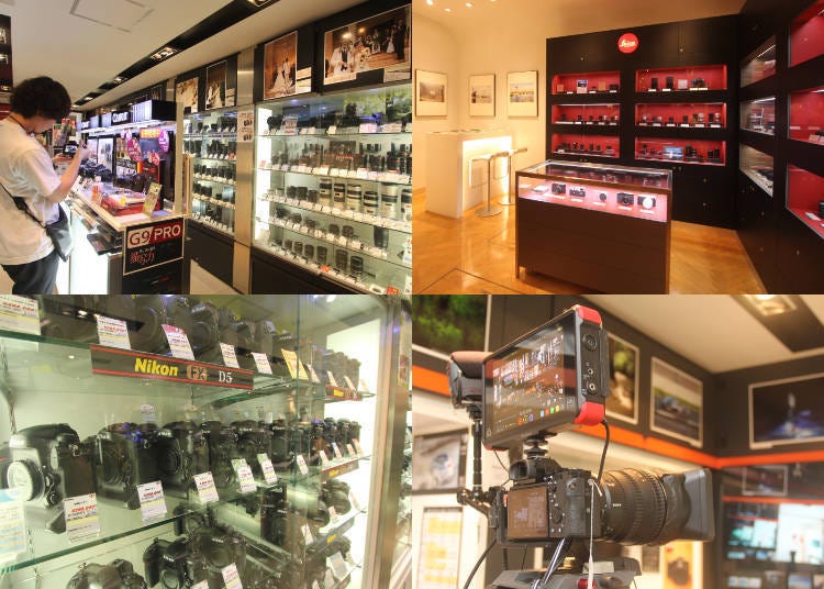1:4樓Canon貨架,2:地下室Leica徠卡精品,3:Nikon數位單眼相機,4:Sony數位相機和Atomos製造的HDR顯示器(※Sony產品說明僅有日文)