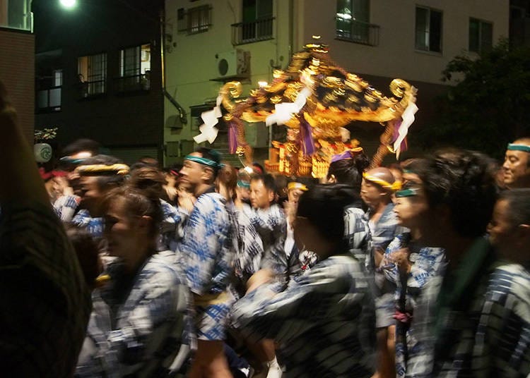 Carrying the mikoshi