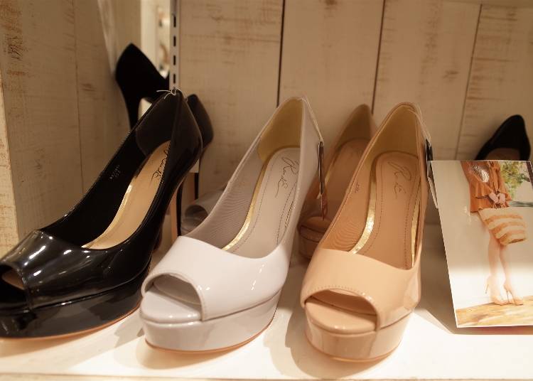 Enamel open-toe pumps highly popular with repeat customers