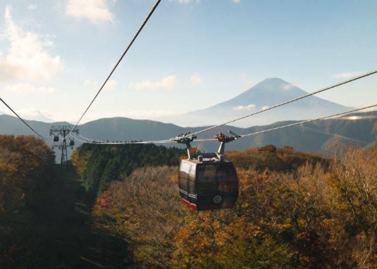▲ Mt. Fuji can be seen 2-3 minutes after leaving Togendai Station and remains visible until you reach Owakudani Station.