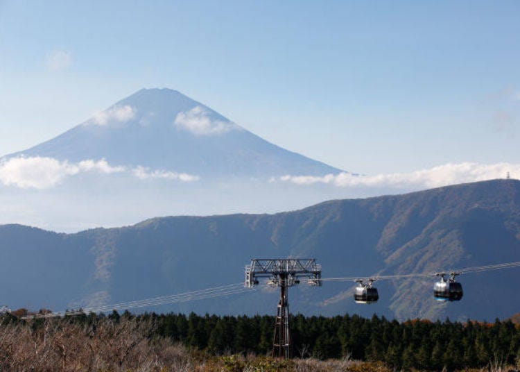 ▲ The scenic spot of Owakudani! The combined view of Mt. Fuji and the ropeway is amazing.