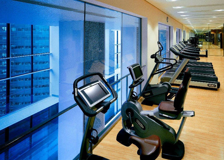 The gym features state-of-the-art equipment and a refreshing atmosphere.