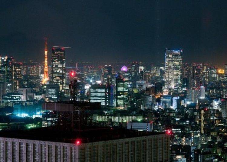 도쿄타워, 롯폰기 힐즈 (사진 오른쪽) 등 야경이 아름답다.