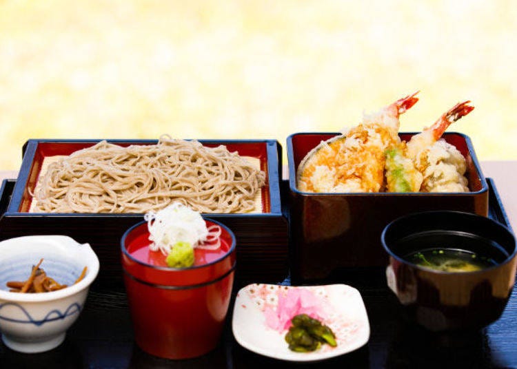 ▲ The soba are made with buckwheat flour from Hokkaido and the serving is sufficiently generous to satisfy even big eaters.