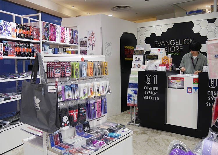 EVANGELION STORE TOKYO-01 is on the second floor of Ikebukuro P’PARCO, right at the escalator.