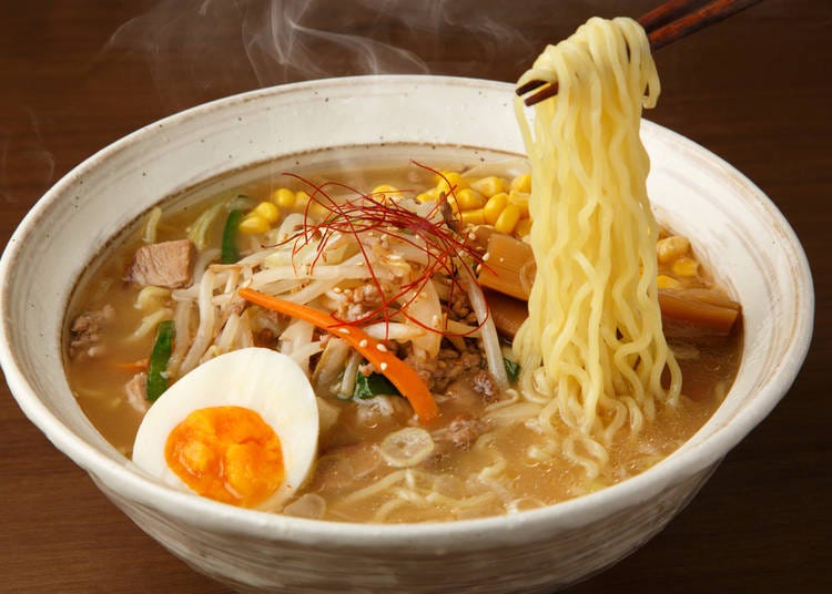 Ramen: Slurp-worthy noodles submerged in a flavorful broth, adorned with toppings like pork, egg, and veggies.