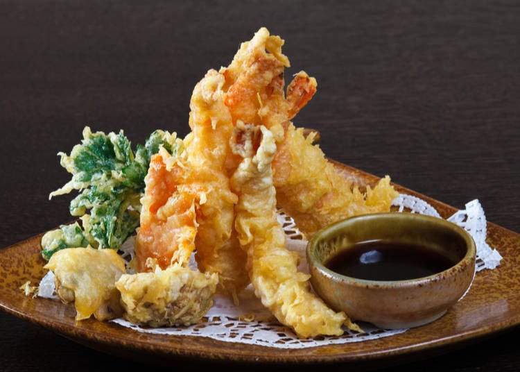 Tempura: Lightly battered and deep-fried seafood or vegetables, crispy and delicate.