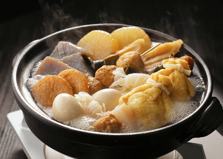 Oden: A simmered one-pot dish with various ingredients like tofu, radish, and fish cakes.