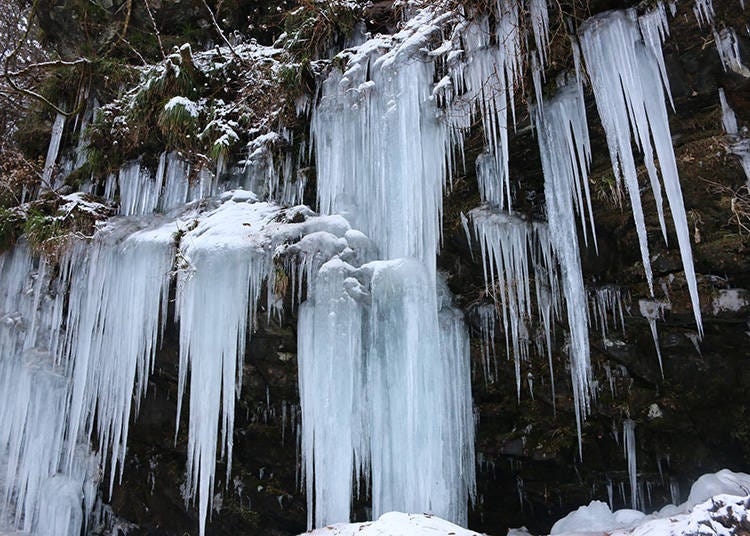 幻想的な冬の写真攻略法①：氷柱は昼と夜で印象が変わるのが面白い