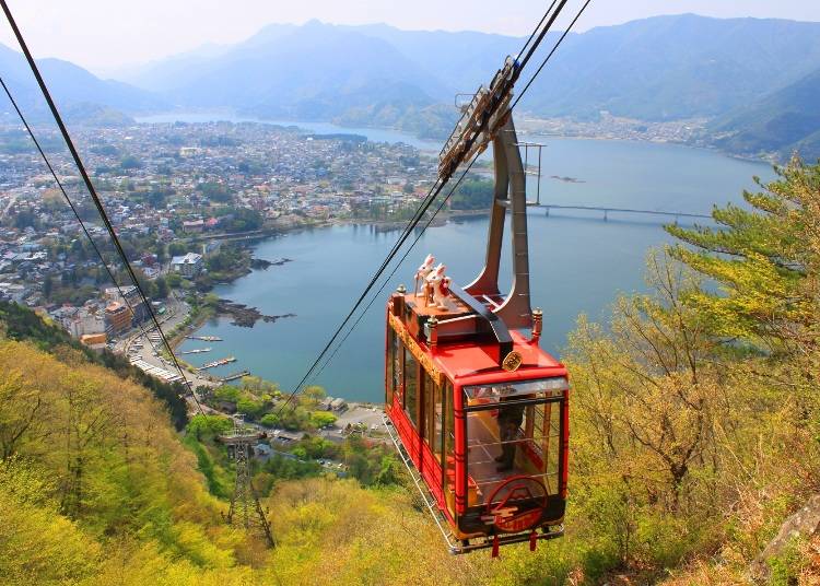 河口湖一日遊行程⑦「河口湖富士山景觀纜車」從海拔1075公尺的山頂眺望美景