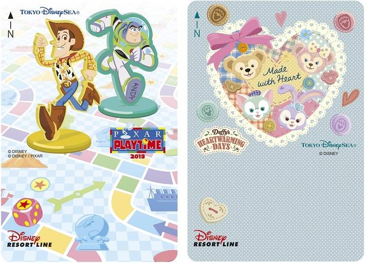 (左)「皮克斯遊戲時間」 紀念圖案周遊券(右)「達菲窩心時光」 紀念圖案周遊券