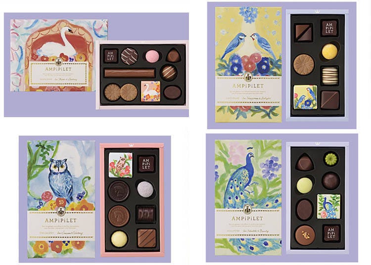 左上 | SWANIDEARスワニーディアー 5種5個入 540日圓（含税）/ 9種10個入 1,080日圓（含税） 左下 | OWLGLORYオウルグローリー 4種4個入 432日圓（含税）/ 8種8個入 864日圓（含税）  右上 | LUCKBLUEラックブルー 4種4個入 432日圓（含税）/ 8種8個入 864日圓（含税）  右下 | WELLPEAKウェルピーク 4種4個入 432日圓（含税）/ 8種8個入 864日圓（含税）