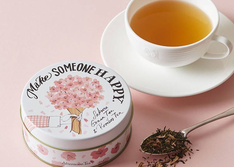 ■超精美高尚櫻花圖樣罐裝「櫻花綠茶＆南非國寶茶」