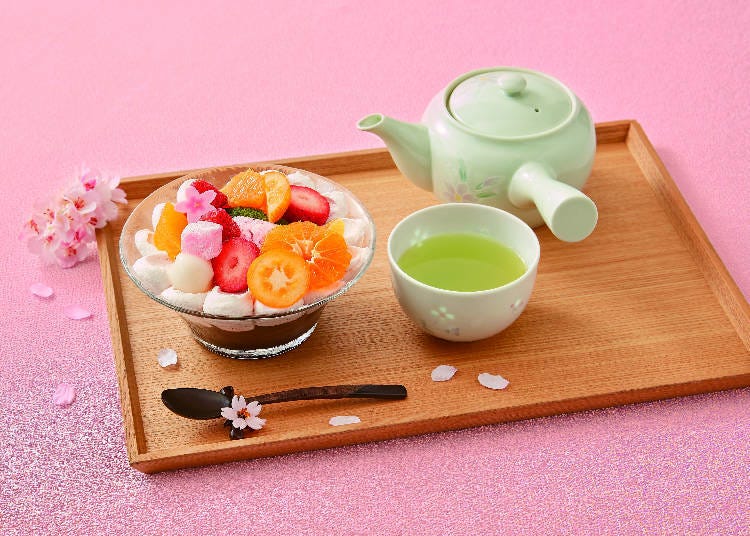 草莓與2種國產橘子的賞花點心+日式綠茶套餐（2160日圓） ※東武百貨公司池袋店限定商品