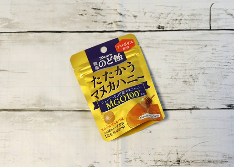 Kanro healthy throat candy – manuka honey (138 yen, without tax)