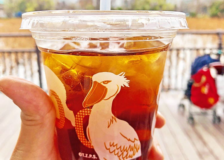 Iced Tea, served in a Shoebill and Panda decorated cup (250 yen, tax included)