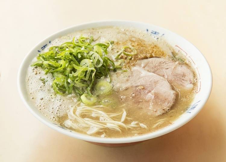 The rich tonkotsu, or pork bone broth ramen (750 yen, tax included) from Hakata's Yacchan Ramen