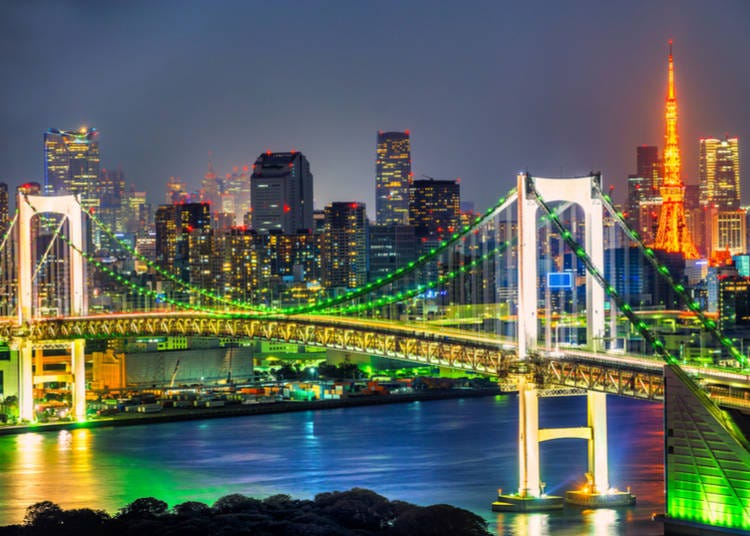 5. Rainbow Bridge: The elegant bridge that watches over Tokyo Bay